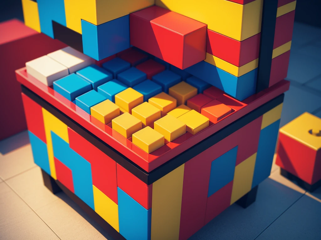 Box,Bright colors,Cool,trend,Lego,Pixel,Very detailed,Ultra-high resolution,8k