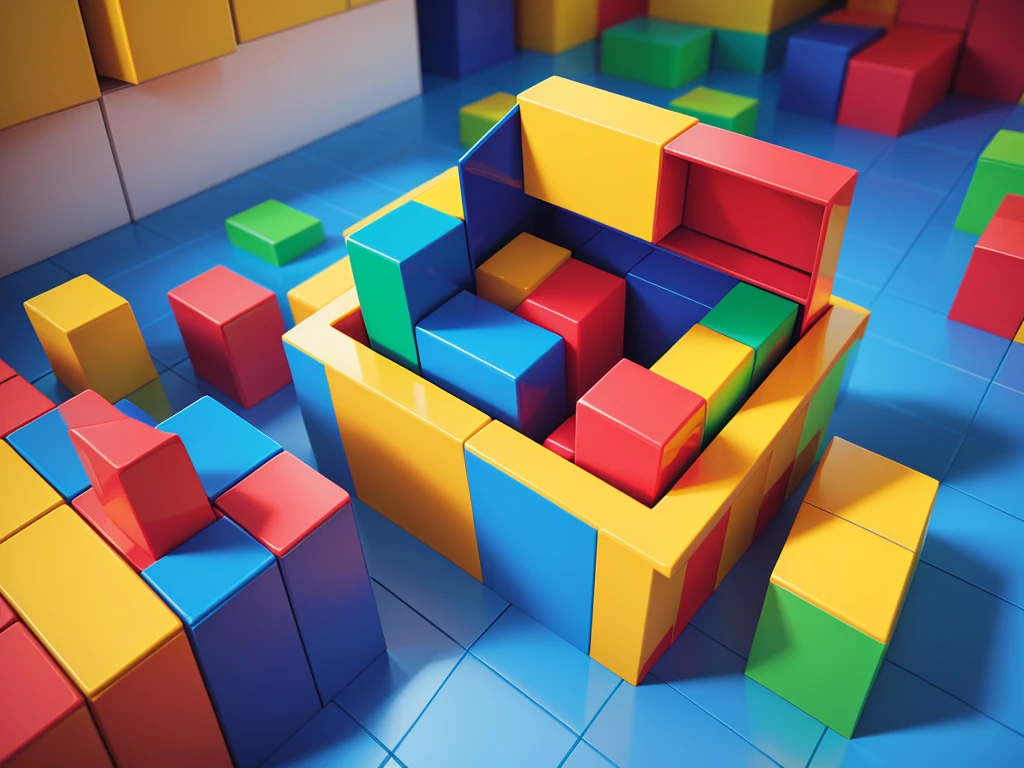 Box，Bright colors，Cool，trend，Lego，Pixel，Very detailed，Ultra-high resolution，8k