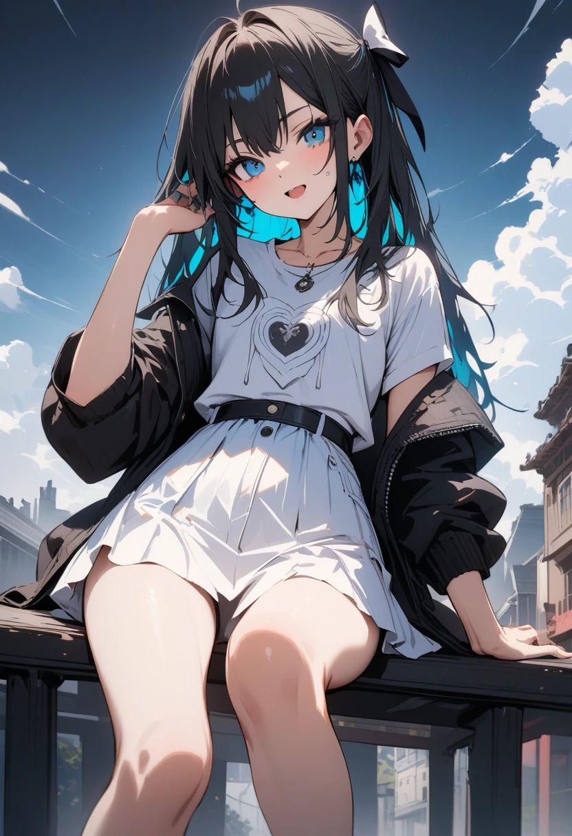 high quality,Cool Beauty, 最high quality、 Stylish design, (((The most beautiful girl))), ((Thin legs))、(((最high quality))), High resolution, ((detailed)), ((masterpiece)), ((Super detailed)), 、B girl fashion、Black Hair、Inner Color、((Sexual))