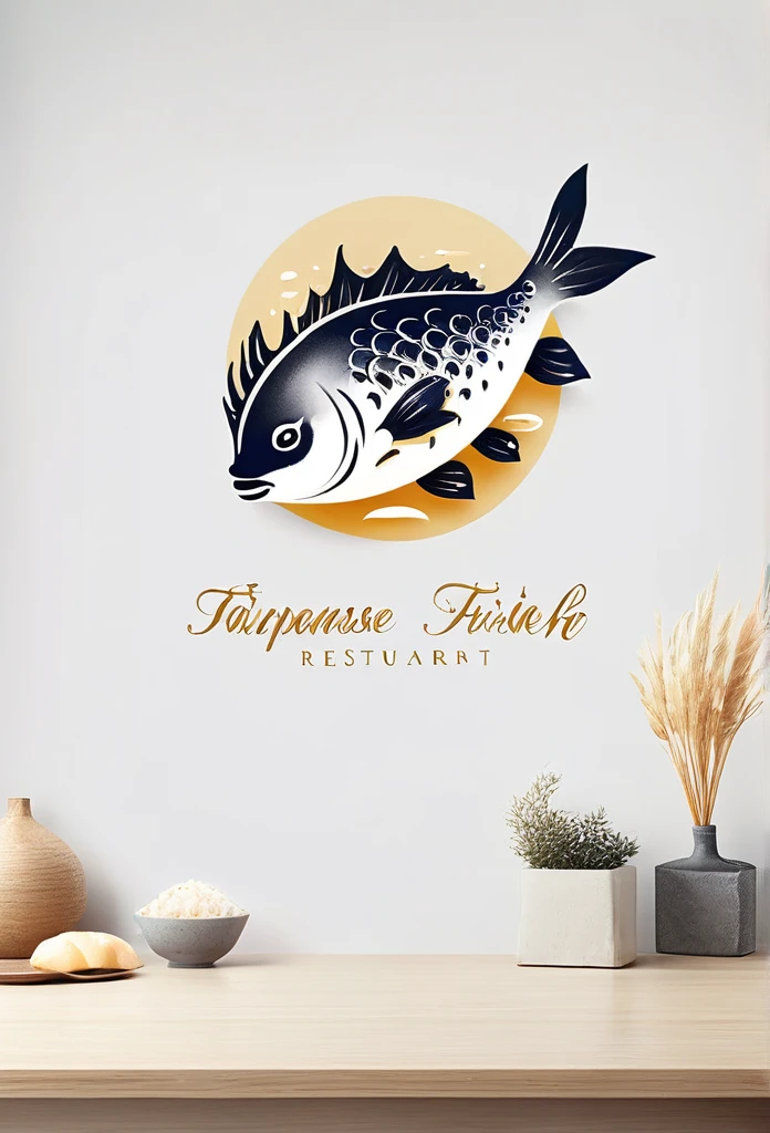 Logo marks of high-end Japanese puffer fish restaurants

 The puffer fish illustration is drawn coolly like a stroke of calligraphy

 watercolor style

 Pretty cool
 Luxury Japanese Restaurant Logo Mark
 chic and modern design

 White background