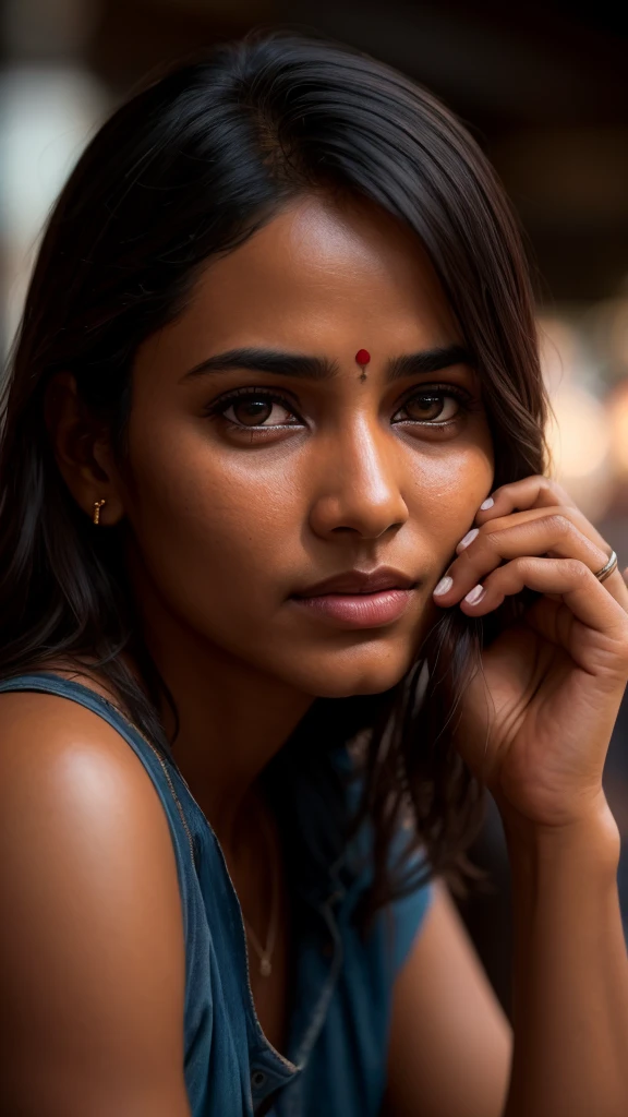 beautiful mature Indian college girl, inside a coffee shop, drinking coffee, ((slim, petite)), photorealistic, photo, masterpiece, realistic, realism, photorealism, high contrast, photorealistic digital art trending on Artstation 8k HD high definition detailed realistic, detailed, skin texture, hyper detailed, realistic skin texture, armature, best quality, ultra high res, (photorealistic:1.4),, high resolution, detailed, raw photo, sharp re, by lee jeffries nikon d850 film stock photograph 4 kodak portra 400 camera f1.6 lens rich colors hyper realistic lifelike texture dramatic lighting unrealengine trending on artstation cinestill 800,