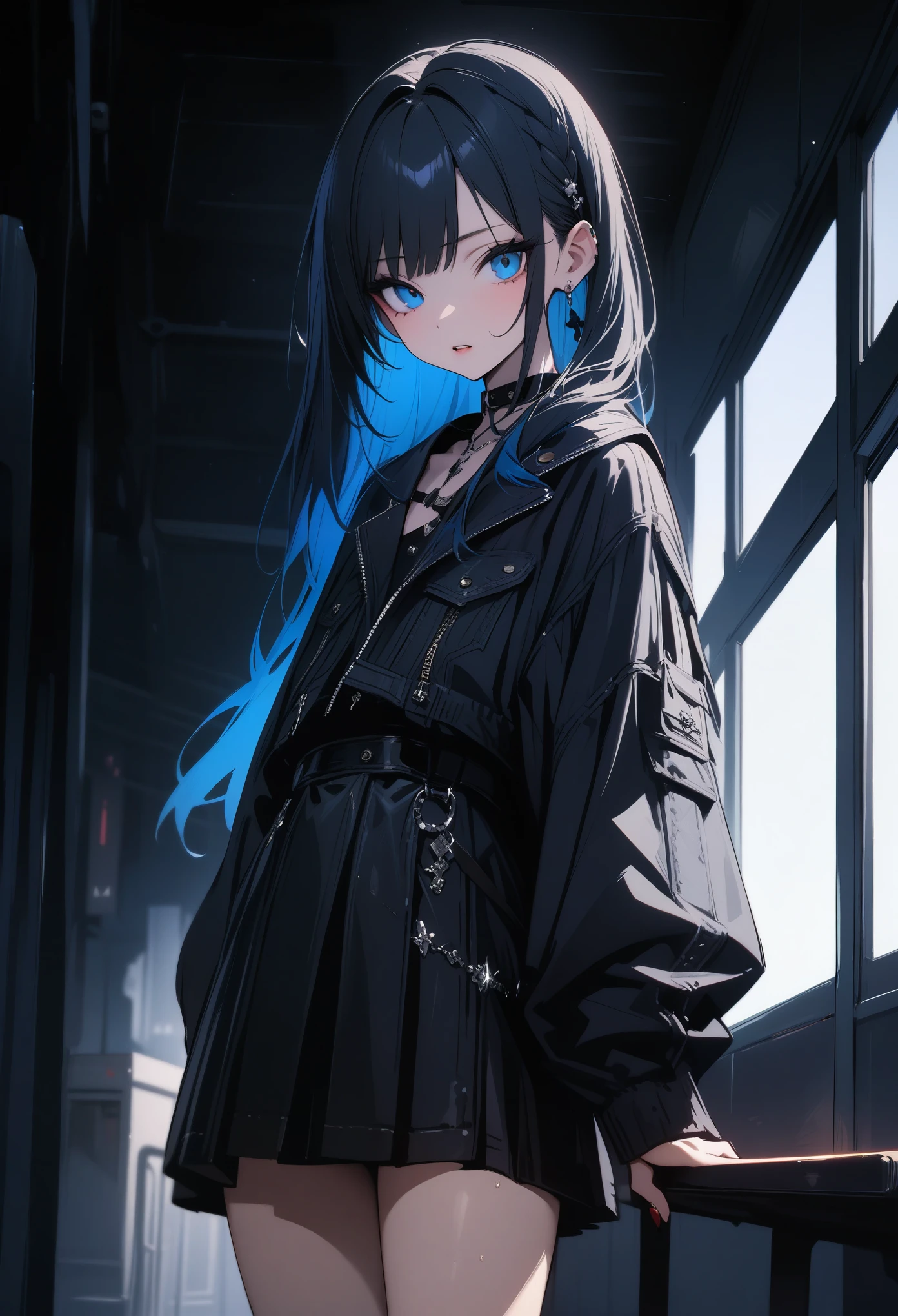 high quality,Cool Beauty, 最high quality、 Stylish design, (((The most beautiful girl))), ((Thin legs))、(((最high quality))), High resolution, ((detailed)), ((masterpiece)), ((Super detailed)), 、B girl fashion、Black Hair、Inner Color、((Sexual))