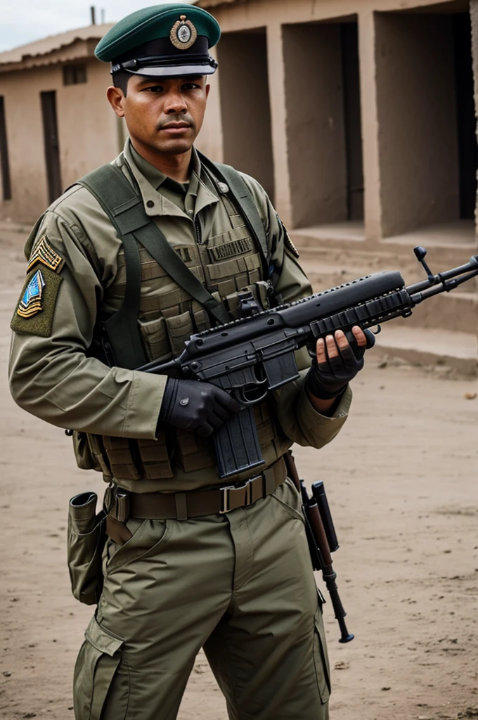 A Camarón soldier with an AK-47
