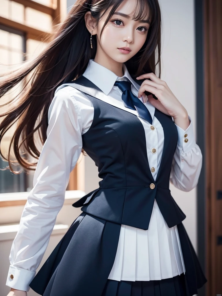 (RAW Photos,Highest quality),Like the whole body,Modest uniform,(Realistically,Realistically:1.3),Highest quality,masterpiece,Very elegant and beautiful,Very detailed,Hmph,Unified,2k wallpaper,wonderful,Beautiful detailasterpiece,Dynamic Pose,Highest quality,HVery detailed ticker Unity 8k wallpaper,,