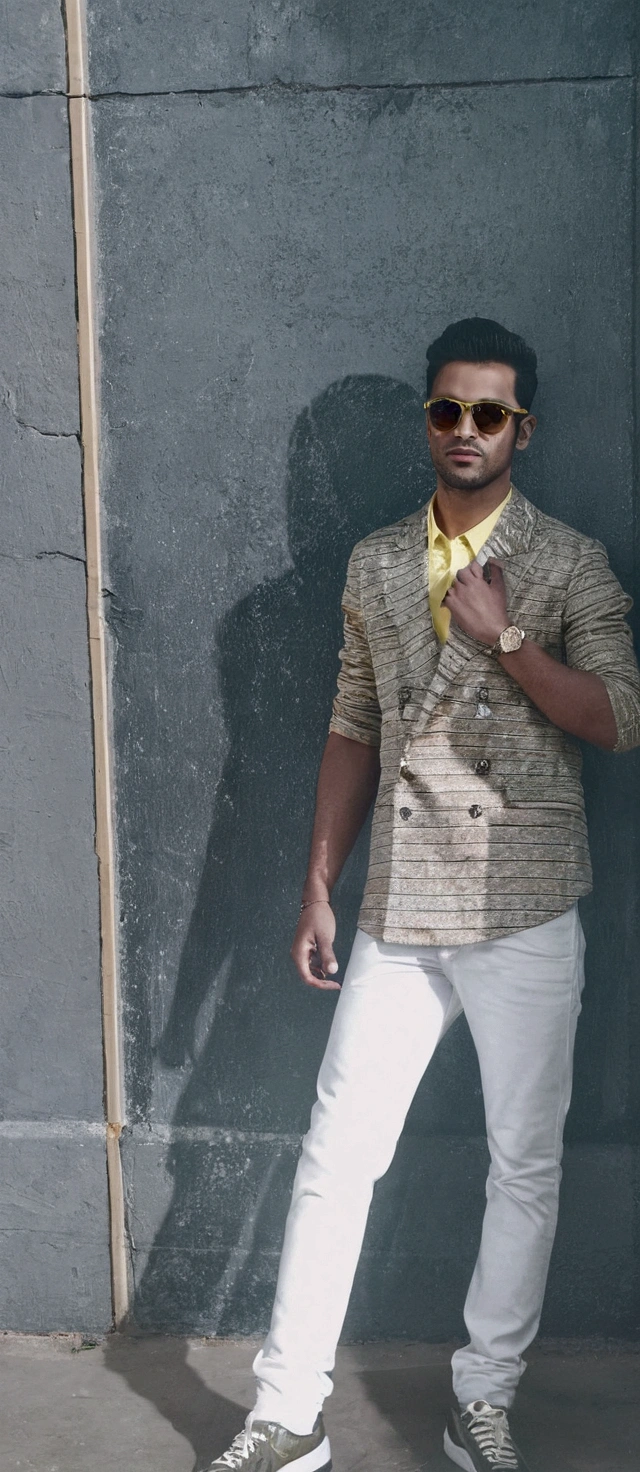 create a 3D illusion for a profile picture where a 25 year old boy attitude BOY in a yellow dress and sunglasses sitting casually on a wingback yellow Lamborghini, wearing sneakers, with yellow
sunglasses he looks ahead the background features ” MAZIN KHAN” in big and capital Light yellow neon font on the dark grey wall, there should not be his shodow, and there are wings to make it appear as if be is an angel