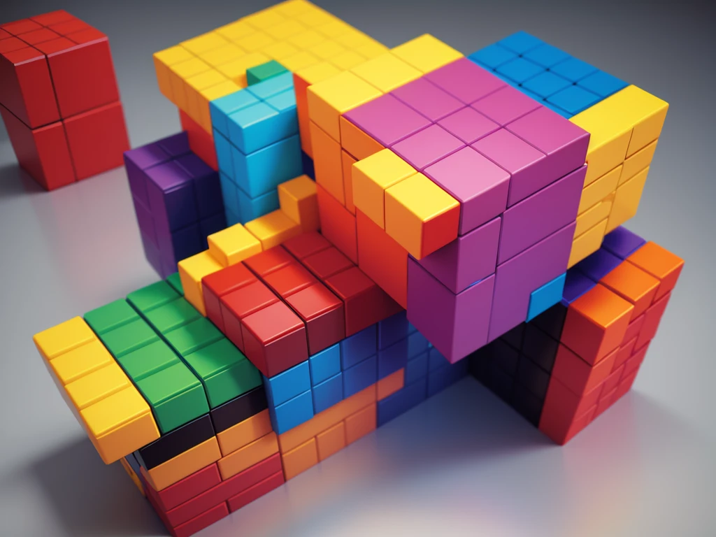 A box,Ultra-detailed colorful polygonal art,3d graphic,Lego,Pixel Art,Ultra-high resolution,8k