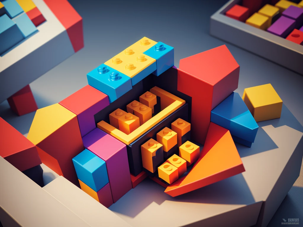 A box,Ultra-detailed colorful polygonal art,3d graphic,Lego,Pixel Art,Ultra-high resolution,8k