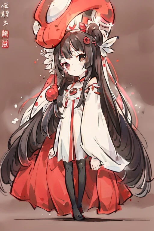 girl Primary school students Young Girl 小さいgirl Height: 130cm Standing picture Simple design The dress is a one-piece Long hair Long Black Hair Hair is black Red eyes Shoulder Bare