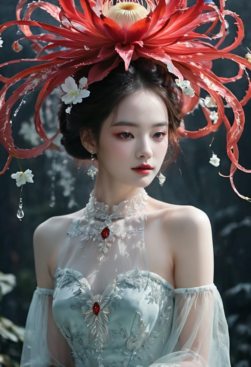 深淵から来た魔法の植物のGhost Flower, Ghost Flower,Blood-red tentacles stare at the dead，Enchantment，spooky，terrorism