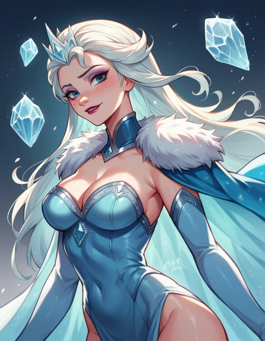 Sexy asian woman, big , long hair, light blue hair, ice queen warrior, sexy, frozen environment,