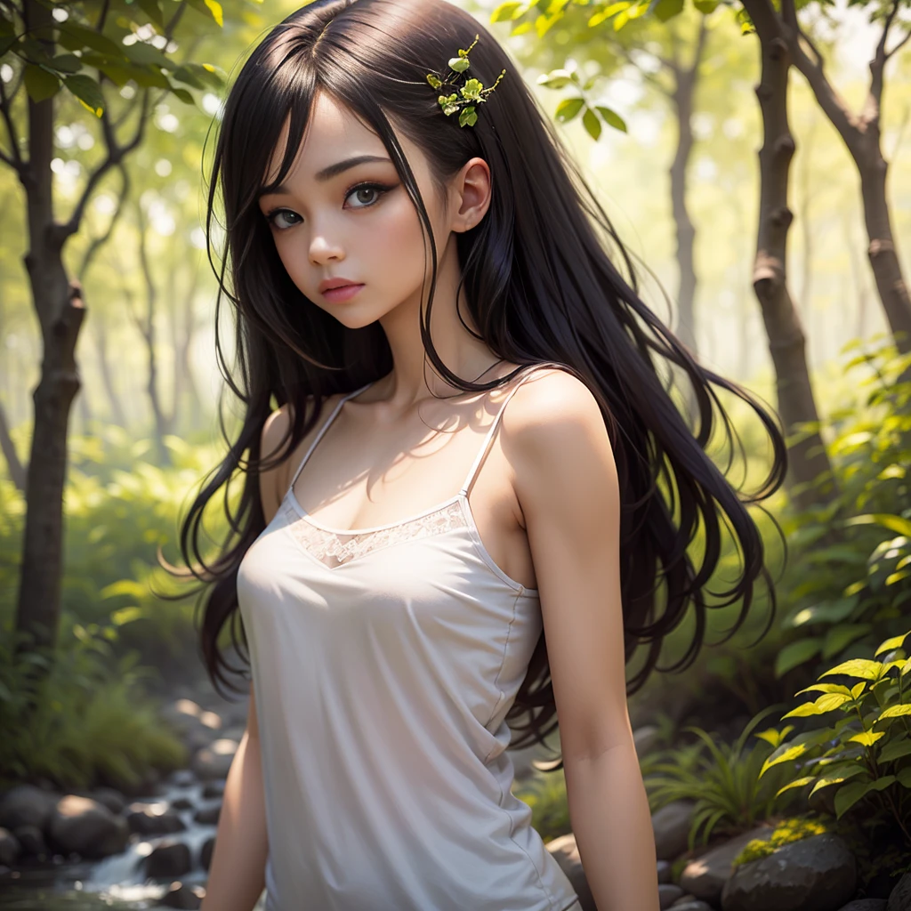 1girl, camisole, nature background