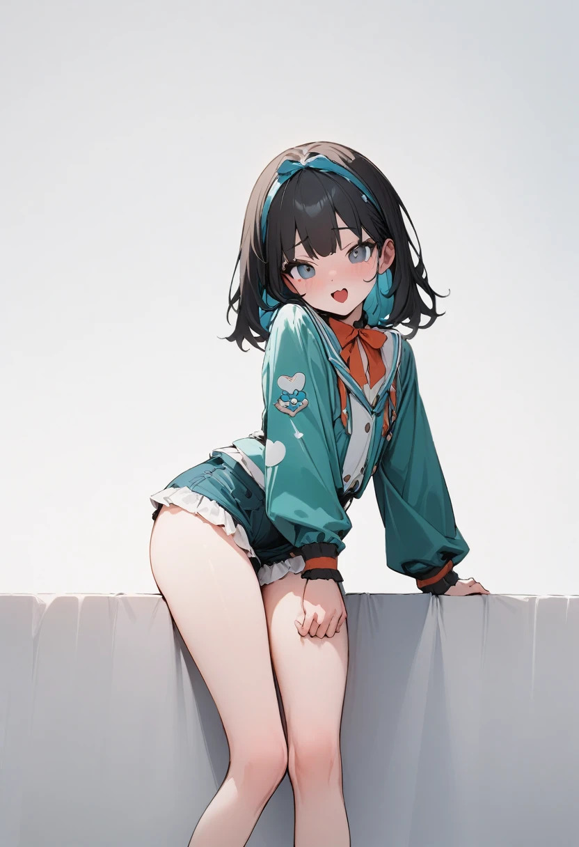 high quality, 最high quality、 Stylish design, (((The cutest girl))), ((Thin legs))、(((最high quality))), High resolution, ((detailed)), ((masterpiece)), ((Super detailed)), 16-year-old girl、Landmine Fashion、Black Hair、Inner Color、((Sexual))