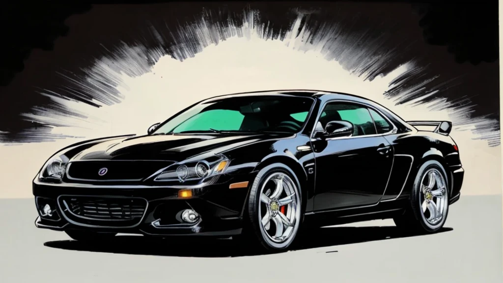 black car, Expensive, luxury, full view, Marvel Comics Style, comics, White background, bright colors