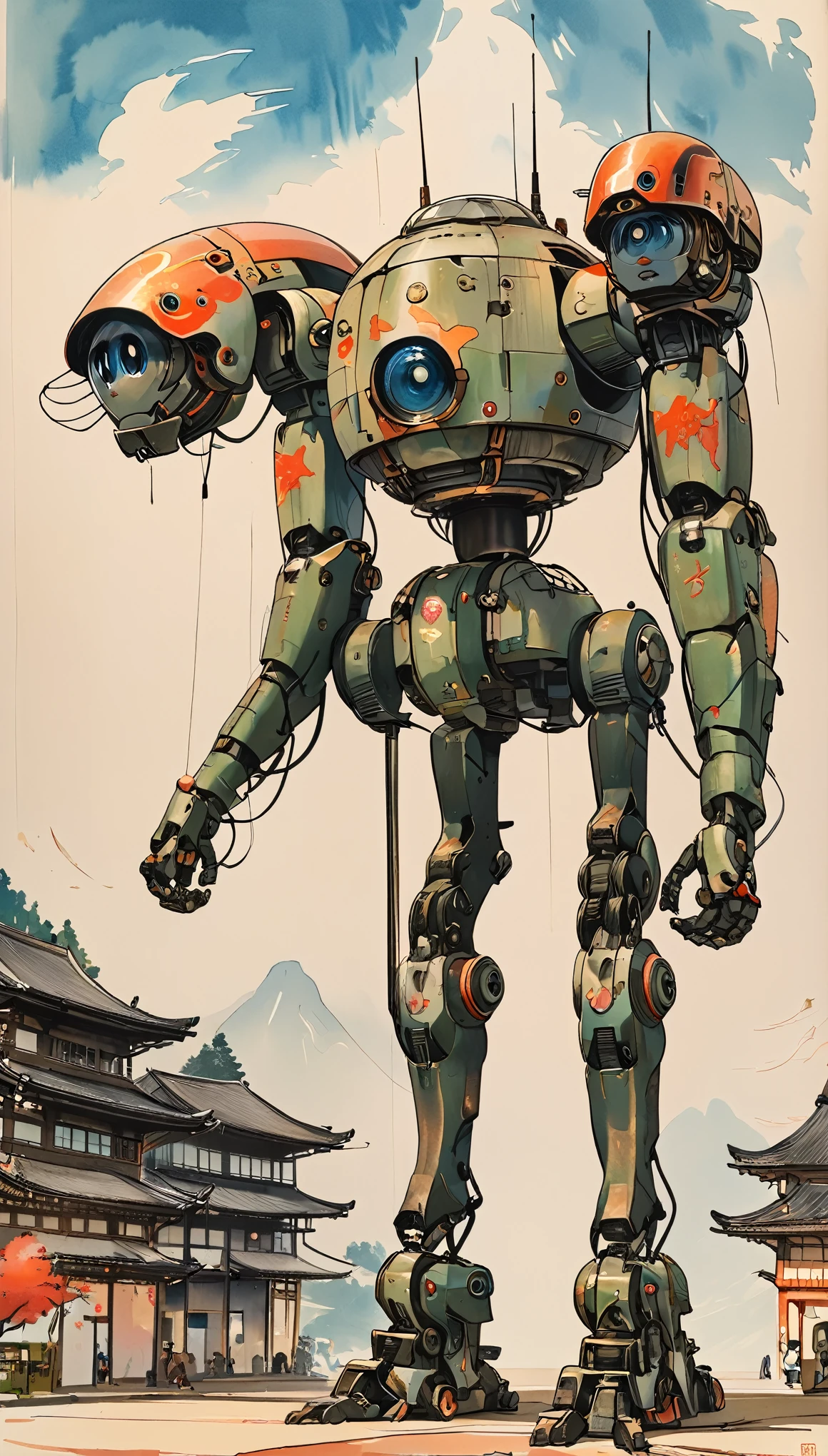 sketch、The Style of Kawanabe Kyosai、Multi-legged turret