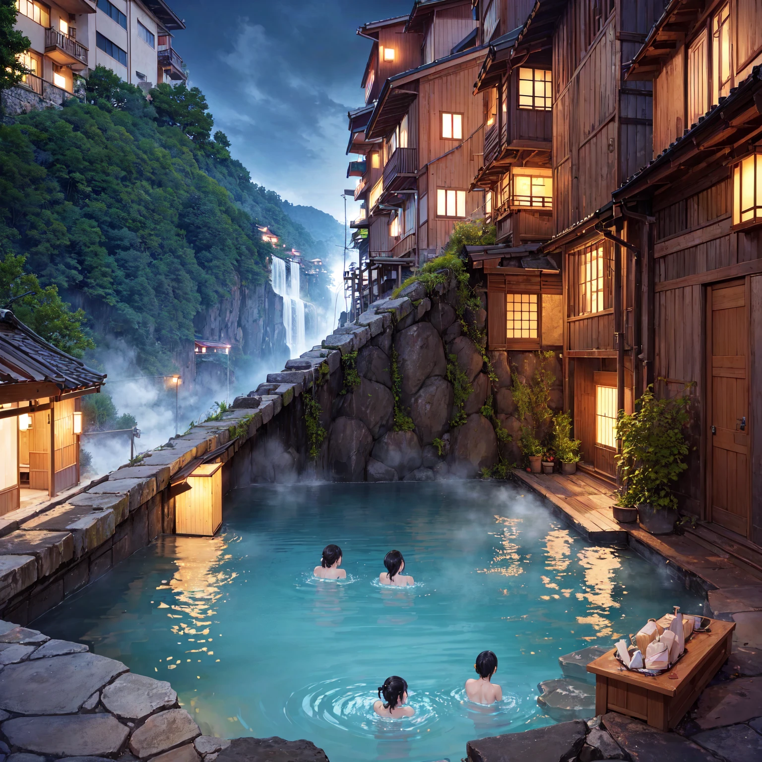 (masterpiece、Highest quality)、(Japan favelas、Old and dirty hot spring town)、((Beautiful night view))、((Big bath、Underground hot spring facilities、石のstage))、(tits、Pussy、Elementary school girl、3+ naked 12 year old girls、smile、fun)、((Unsanitary and dim))、Shady Red Light District、shaved ice、Sale of drinks、(stage、Everyone is having fun bathing)、smile、Happy schoolchildren、Perfect Anatomy