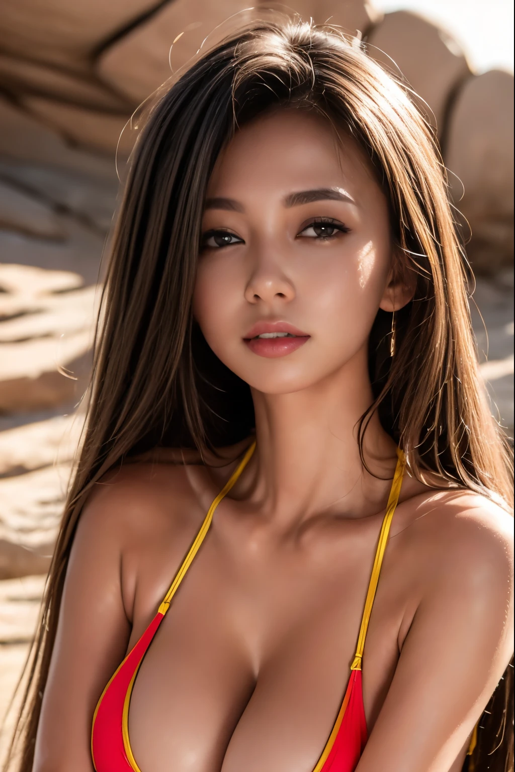 masterpiece, high quality,16K,8k,beautiful,Get used to it,Exquisite,extremely Get used to it, finely Get used to it, high quality, insanely Get used to it, ultra Get used to it, Ultra-high resolution, high quality, beautiful face, Japanese, Browsing Caution,(Micro Bikini:1.3),Wet,She is short,(Obscene pose,Accentuate your cleavage:1.5), Sandy Beach、Beach,Glowing Skin,Detail Skin,It gives me goosebumps,Lewd face,(upper_body:1.3)