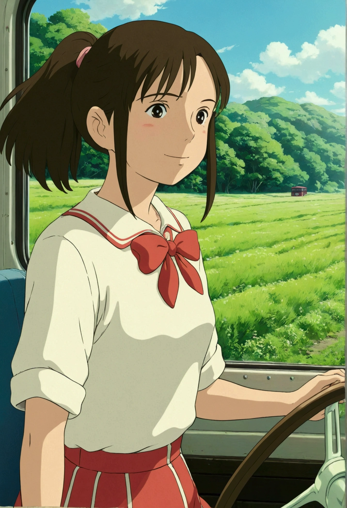 Ghibli summer Country bus girl