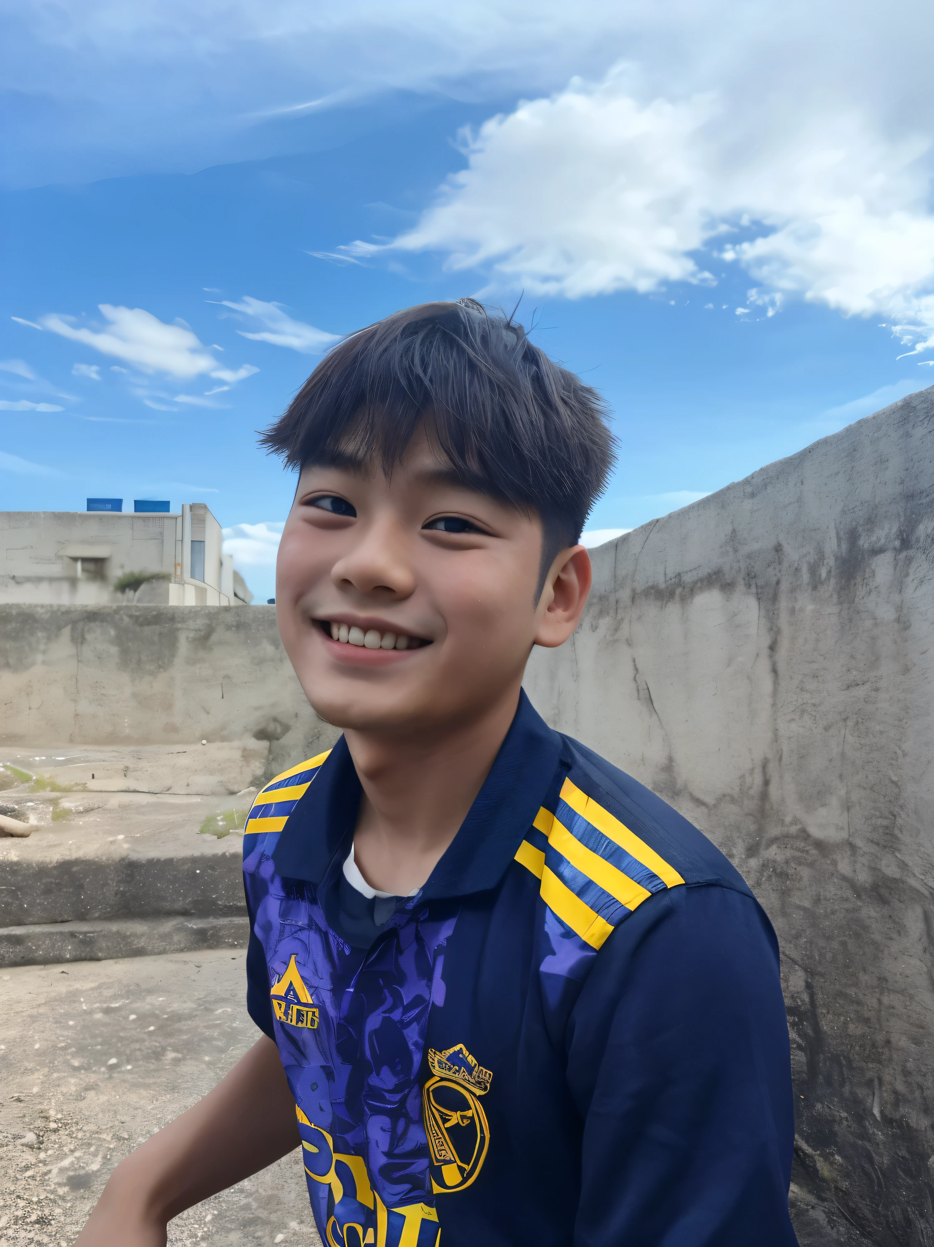 A cute Korean boy age baby boy with chubby cheeks, sharp chin, beautiful smile, beautiful hair quality