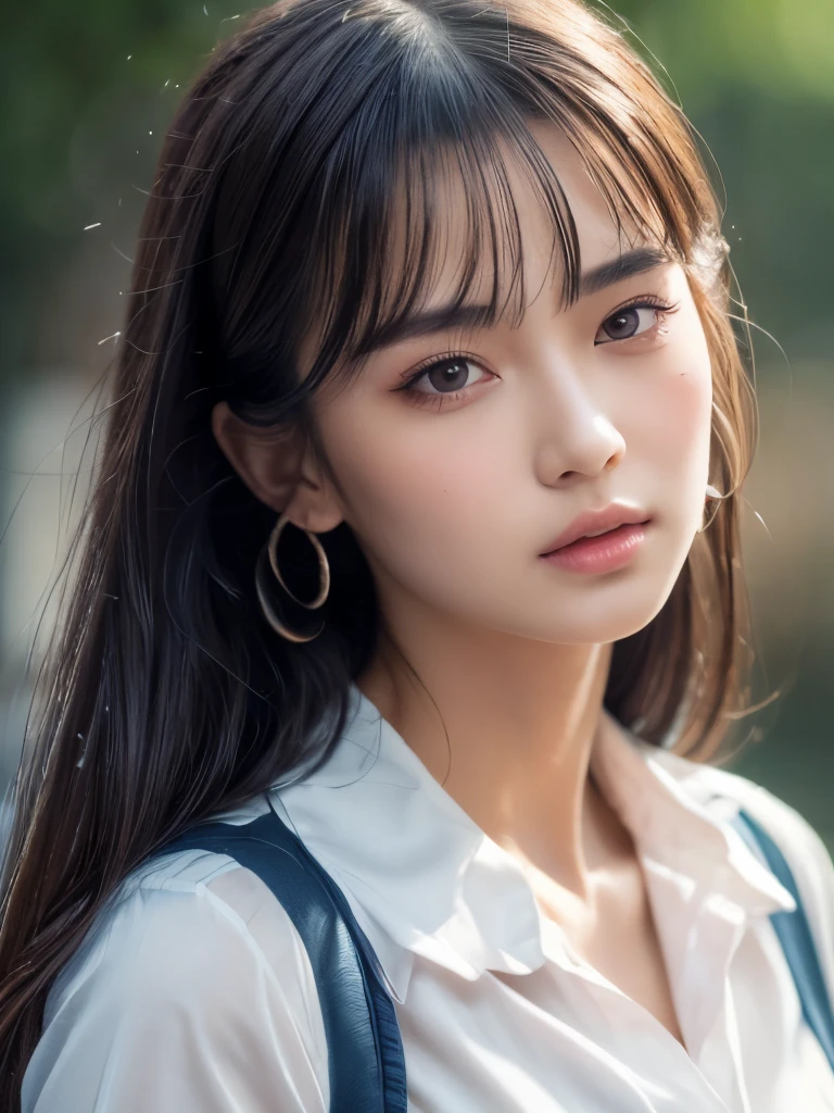 (Surreal), (8k), (Ultra high definition), (Very detailed), (Best illustrations), (Beautiful attention to detail), (Highest quality), (Very detailed), (masterpiece), (wallpaper), (Detailed face), alone, 1 girl, 1 hour drawing challenge, Wet sweat, (school uniform:1.3), Looking at the audience, Exquisite detail, Detailed face, Soft and sexy lips, Soft skin texture,Pure Erotic Face Ace_ v1,