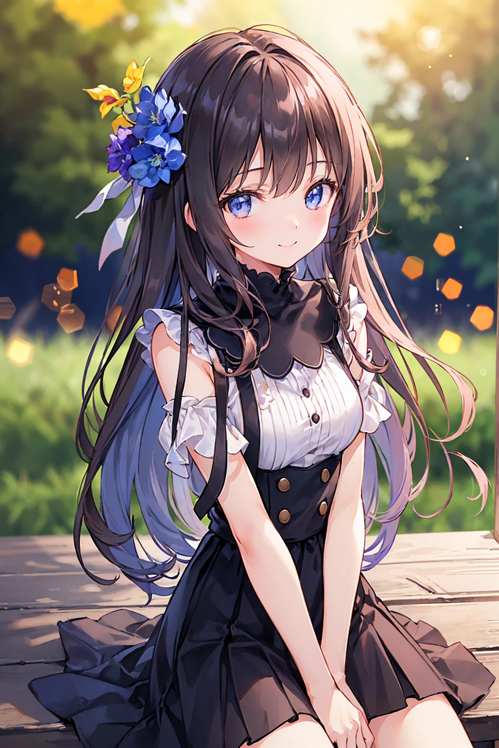 How to sit a girl,Bright spring sunlight,A captivating smile,((Highest quality)), (Very detailed), (High-definition CG synthesis 8K wallpaper), 高いly detailed, 高い-definition raw color photos, Professional photography, (((Bokeh))), Written boundary depth,