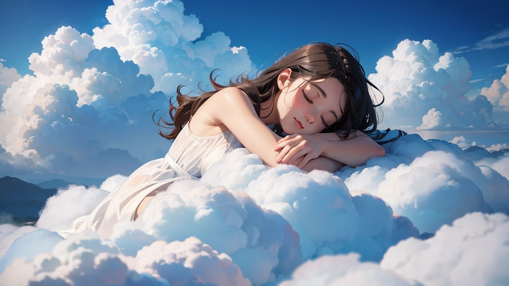  angel girl ,sleeping in the cloud