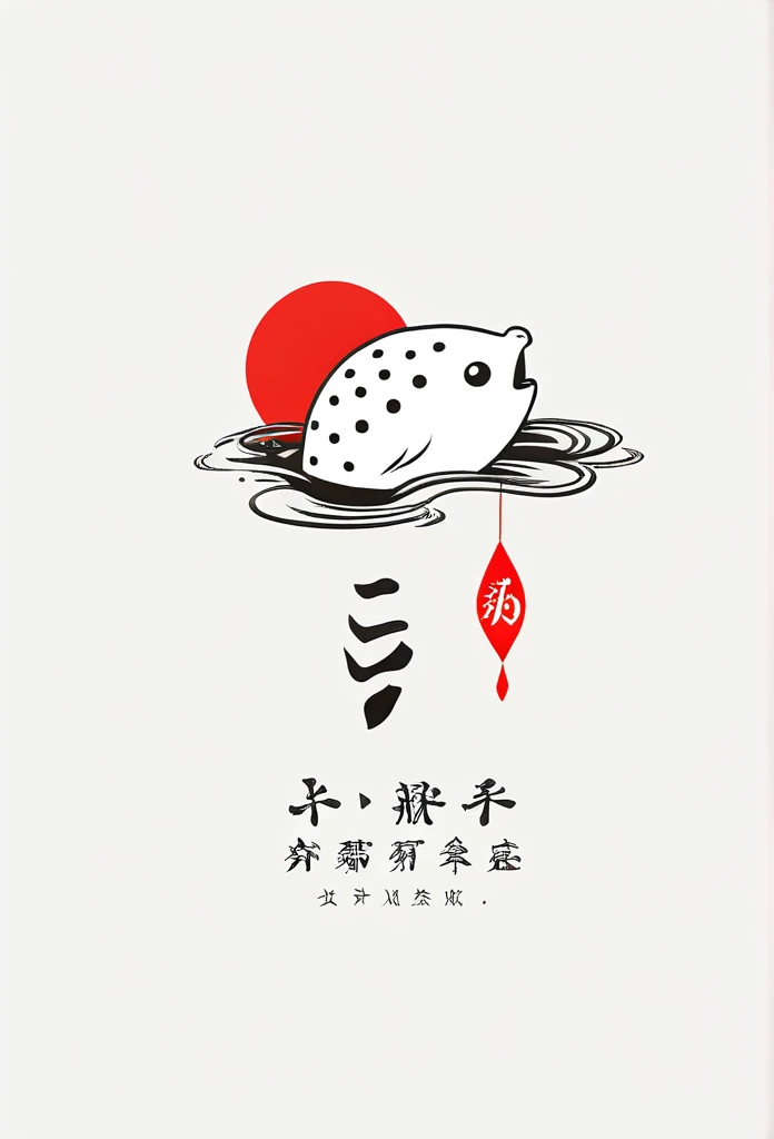 Logo marks of high-class Japanese pufferfish restaurants in Japan

 a signboard with a cool brush-like design that depicts Japanese pufferfish as if it were a stroke of calligraphy

 watercolor style

 Pretty cool
 Luxury Japanese Restaurant Logo Mark
 chic and modern design

 White background