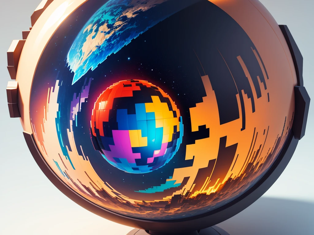A sphere in the sky,Ultra-detailed colorful polygonal art,Lego,Pixel Art,Ultra-high resolution,8k