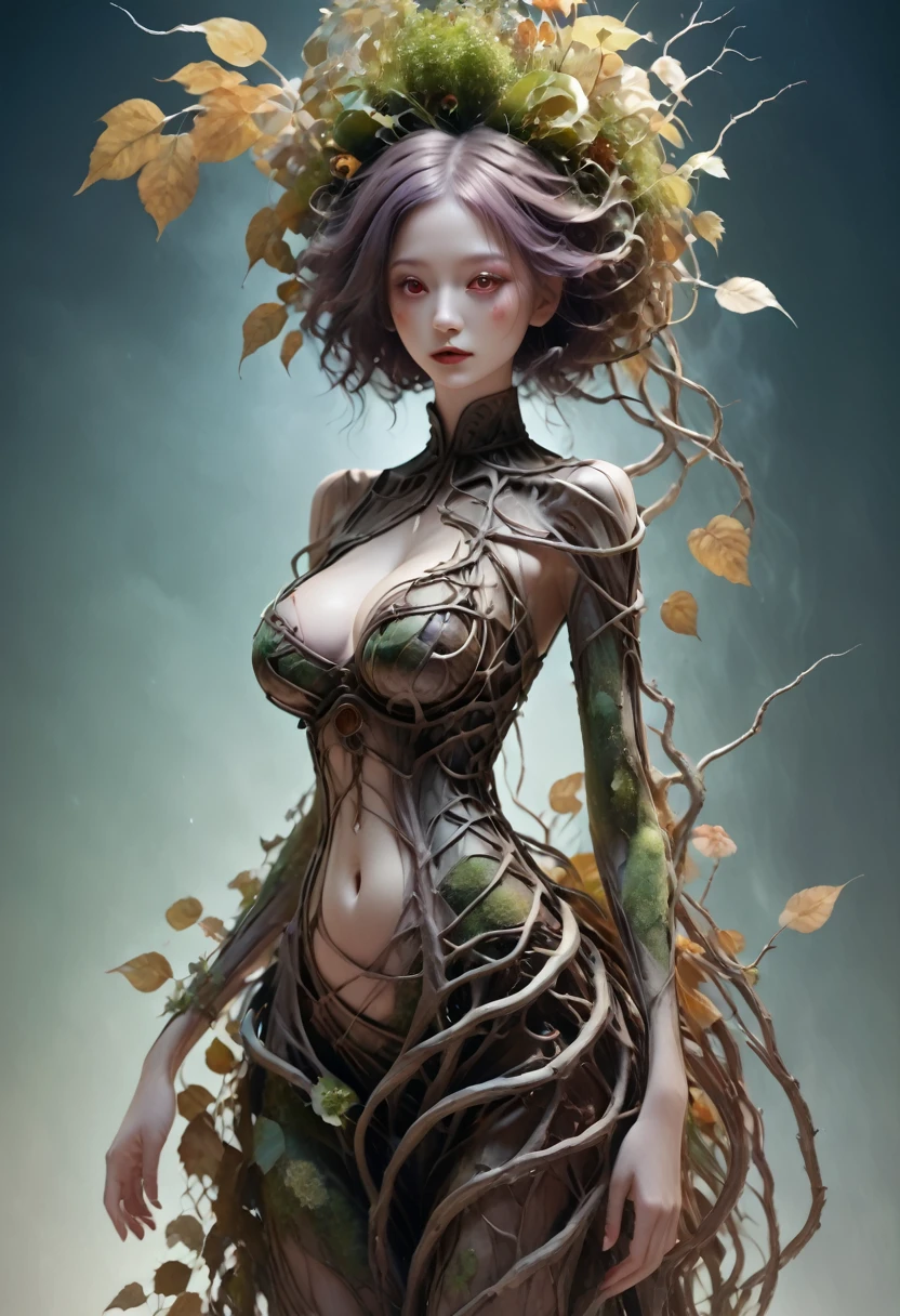 Girl made of dead plants, ((( big breast)))