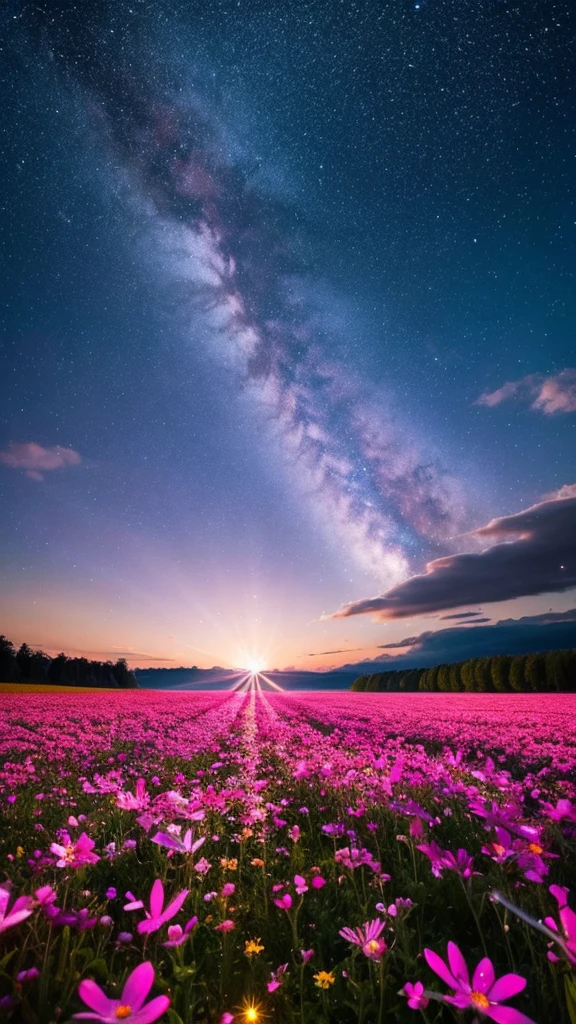 Flower field Sky Fantastic Sparkling Light Ephemeral Magic Dream