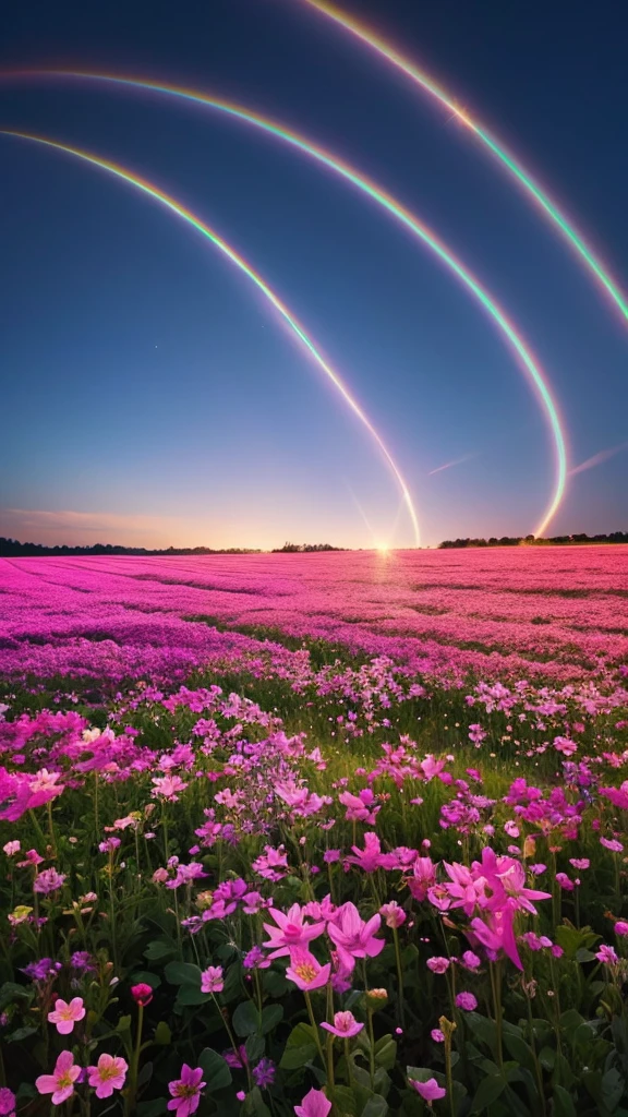 Flower field Sky Fantastic Sparkling Light Ephemeral Magic Dream