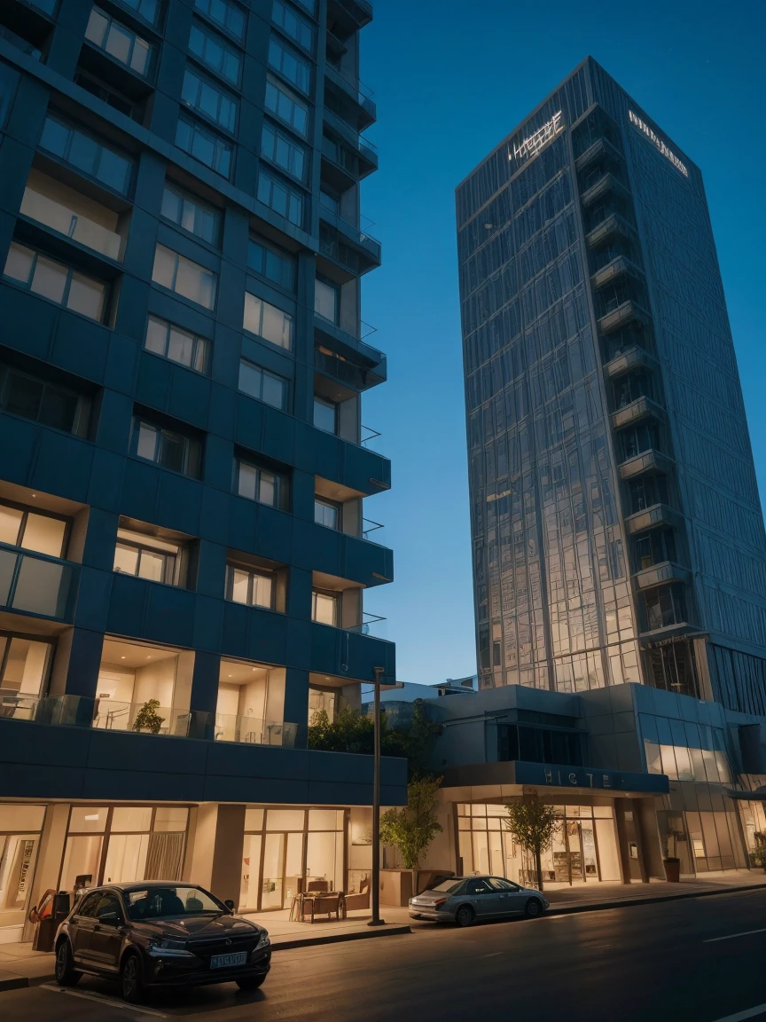 exterior of highrise hotel building, contemporary style, inspired of Norman Forster, glass with steel frame facade, 5 stars hotel design, beautiful landscape, stone pavement,cars, RAW photo, 8k uhd, dslr, soft lighting, high quality, film grain, Fujifilm XT3,masterpiece,
INFO

