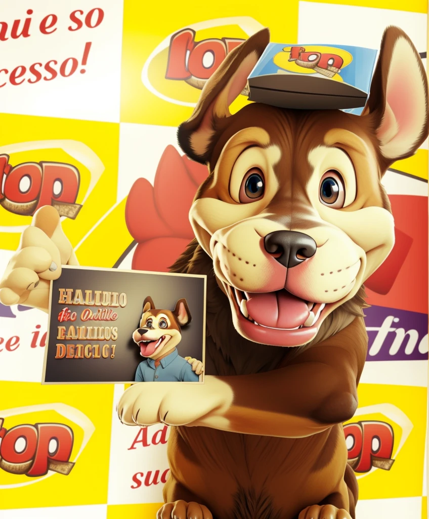 make a realistic caricature of this dog with incredible details, ultra realistic textured, richly detailed texture details, Happy dog, ssmile, cheerfulness, high quality image , , happy eyes, disney, imagem leve e cheerfulness, olhos com cheerfulness