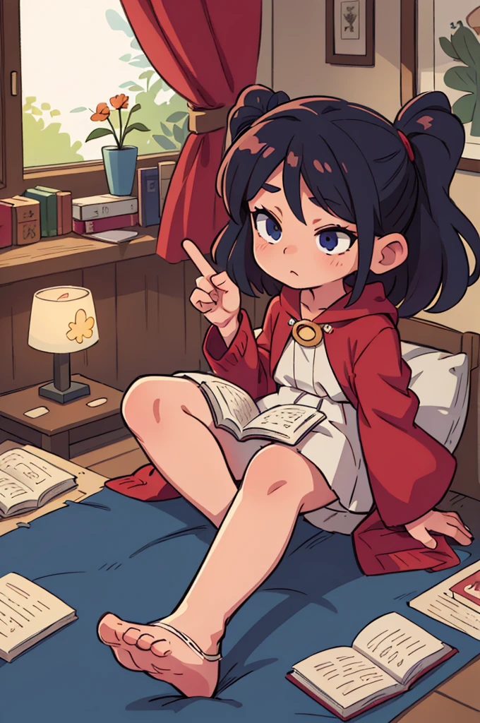 ((Highest quality, masterpiece)),
Little Witch、Bedroom、I read a book