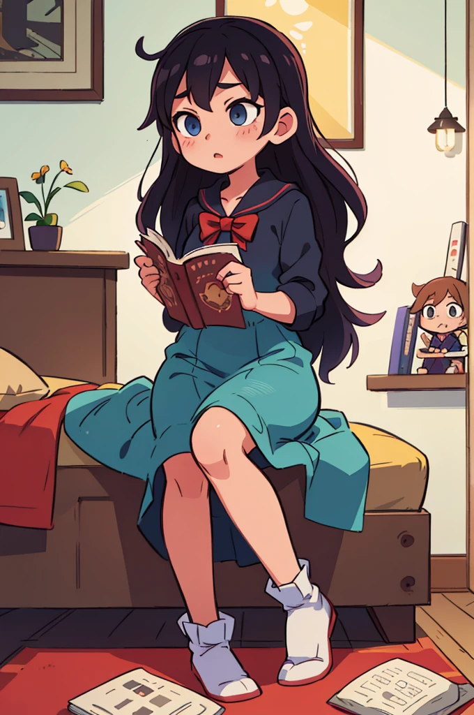 ((Highest quality, masterpiece)),
Little Witch、Bedroom、I read a book