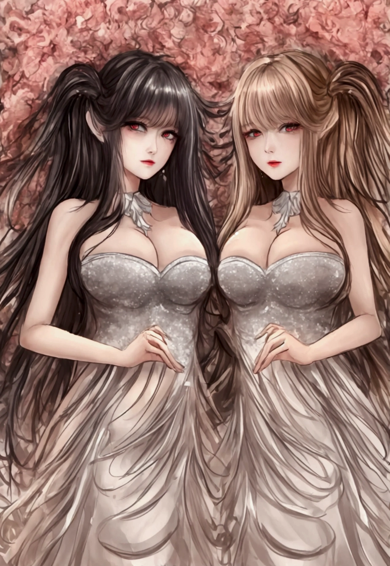 ((Highest quality)), ((masterpiece)), (detailed), Angel and devil facing each other,wing