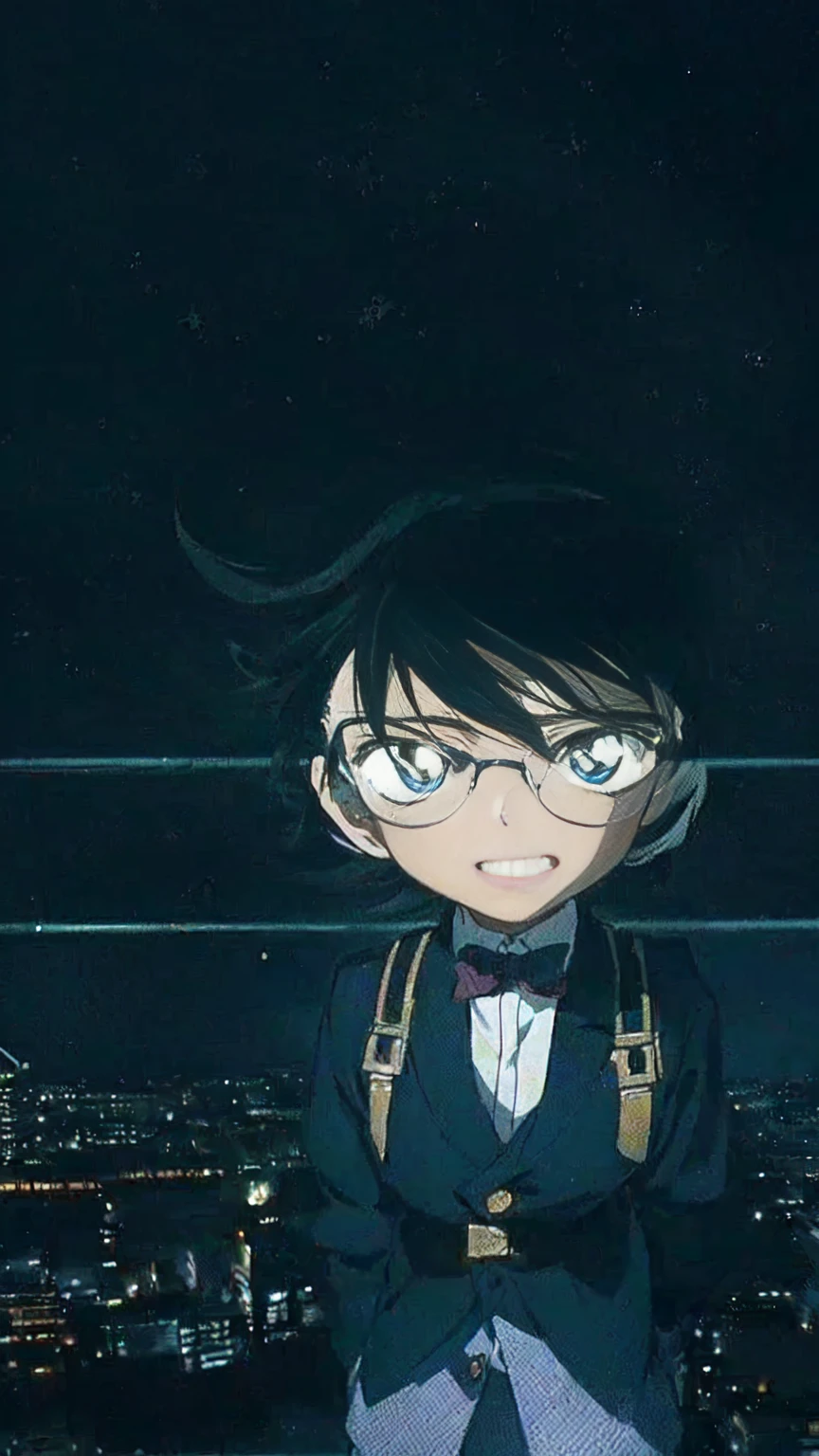 masterpiece, Highest quality, (Highly detailed CG Unity 8K wallpapers), (Highest quality), (Best illustrations), (Best Shadow), Absurd, Realistic lighting, (abyss), Beautiful sparkle, Anime girl standing on a ledge looking at the night city, shinichi sakamoto, Shinji, mamoru hosoda, In anime movies, Inspired by Shinji Aramaki, Anime style”, Retro Anime Images, As an anime character, yukio - e, inspired by Okumura Togyu, アニメのmasterpiece, 2D Animation