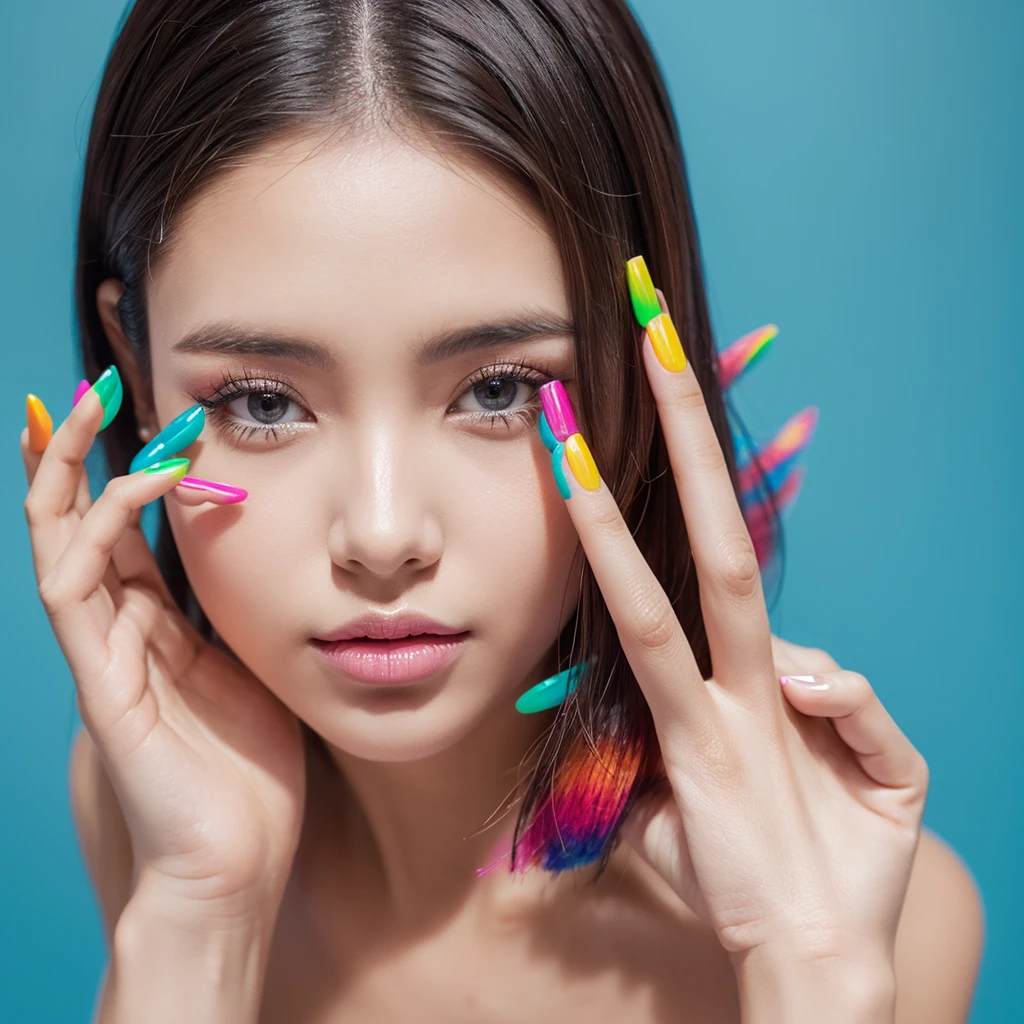 colorful nail woman
