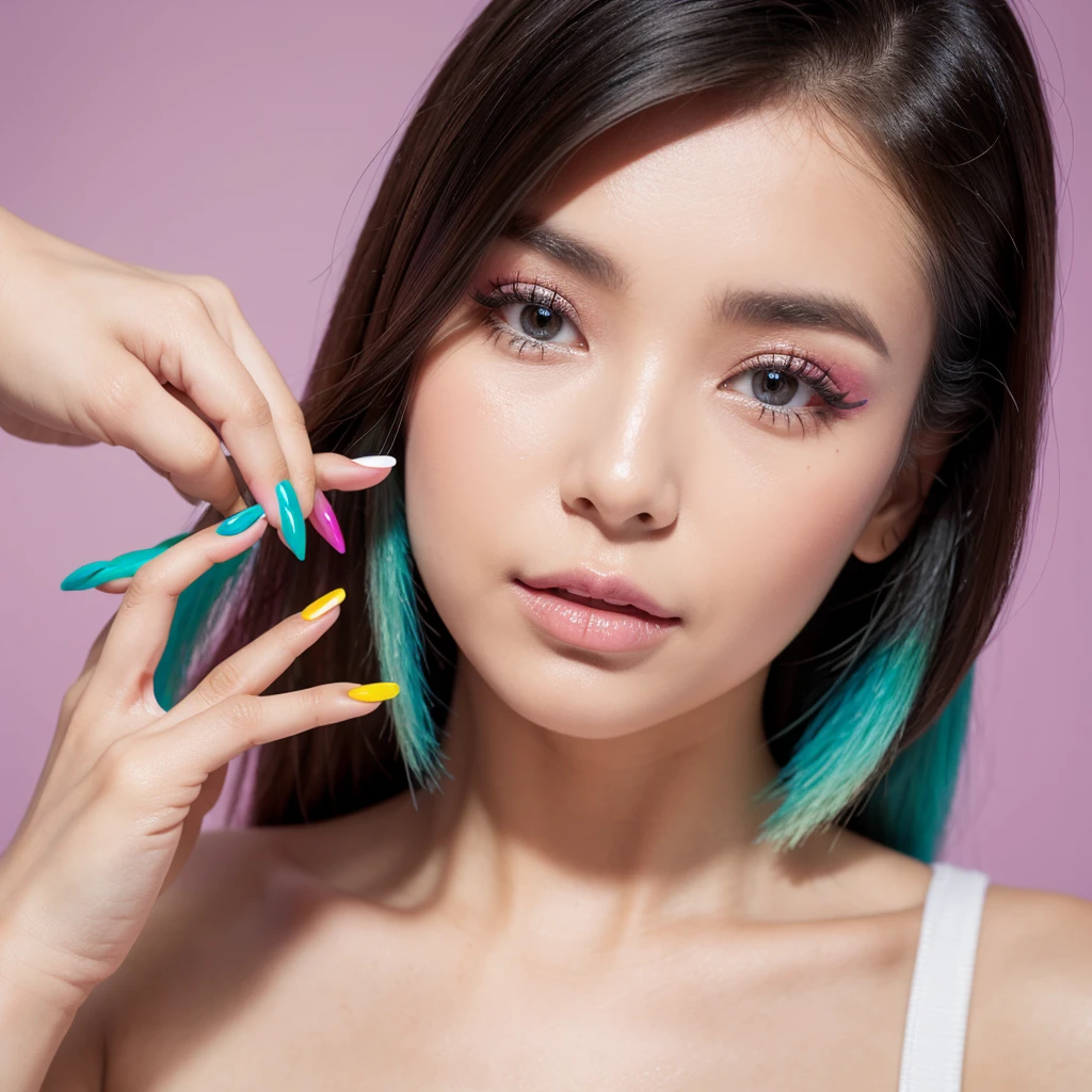 colorful nail woman