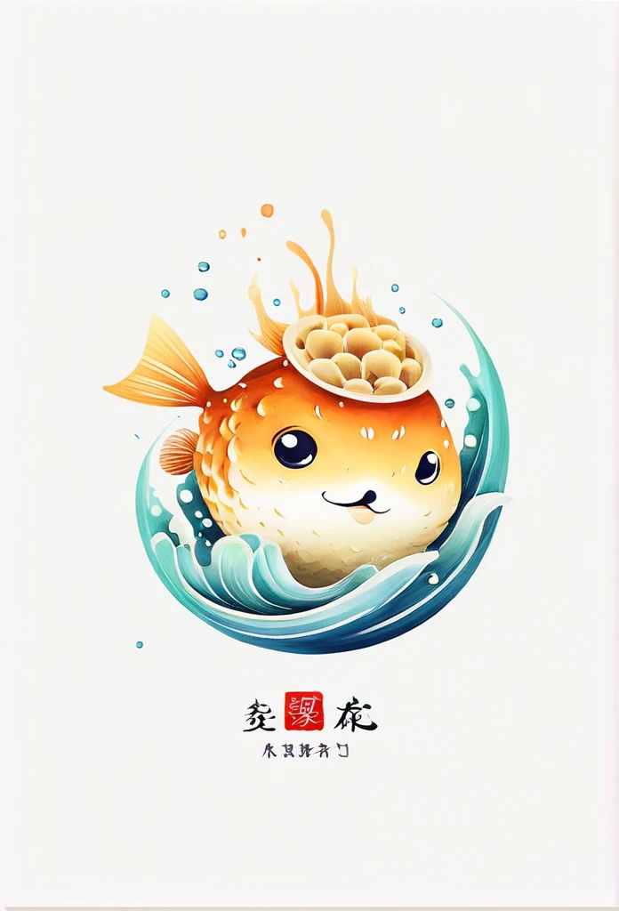 Logo marks of high-end Japanese puffer fish restaurants

 The puffer fish illustration is drawn coolly like a stroke of calligraphy

 watercolor style

 Pretty cool
 Luxury Japanese Restaurant Logo Mark
 chic and modern design

 White background