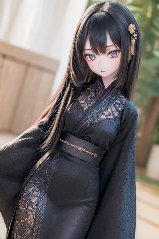 (SFW:2), photorealistic, realistic photo, ((highest quality)), ((masterpiece)), ((extremely detailed)), kukolnydom, doll, (mature woman, 20yo, 20 years old:1.6), solo, ((cowboy shot, standing
, skinny, slender, slim, kimono, obi, hair ornament)), green eyes, parted lips, (black hair, long hair, looking at another, blank eyes, empty eyes, detailed eyes, detailed clothes:1.3), Japanese garden, 8k