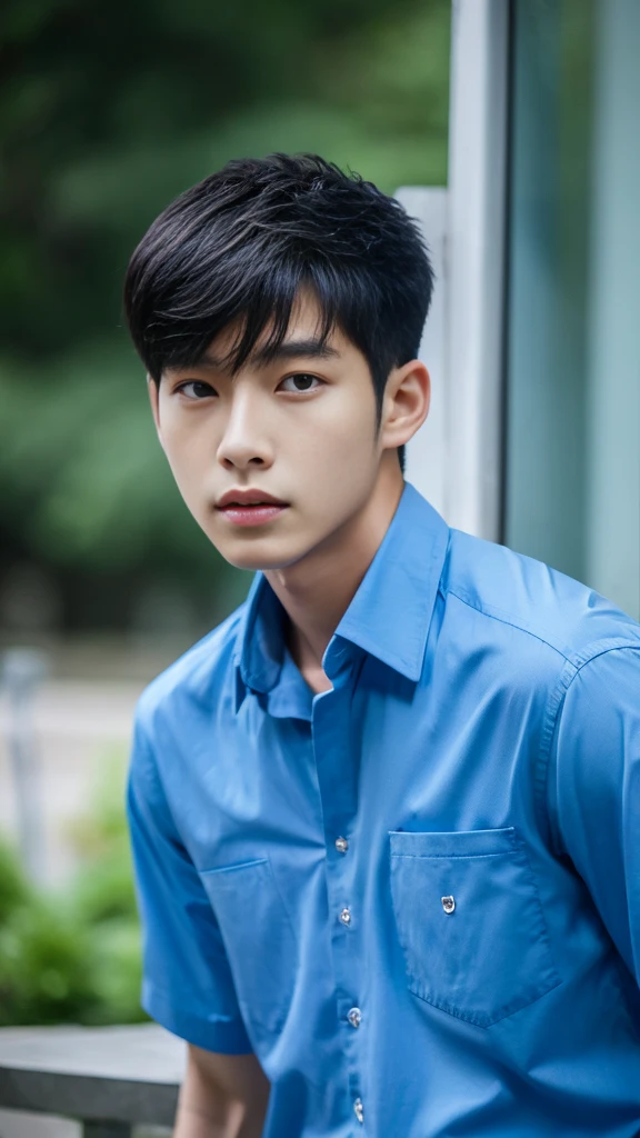 Asian alpha male in blue shirt looking at camera, Shin Jinying, Kim Do-young, Paint Ulzzang, Shen Quanrui, korean men, Shin Jin Young&#39;s Aesthetics, faceเกาหลีที่น่ารัก, handsome young man&#39;face, Jaeyong Nam, beautiful eyes、Kim Taejoon, Hyungtae, Inspiration from Jong Suk Lee, Avatar, Korean artist, Jung Jae Hyo 