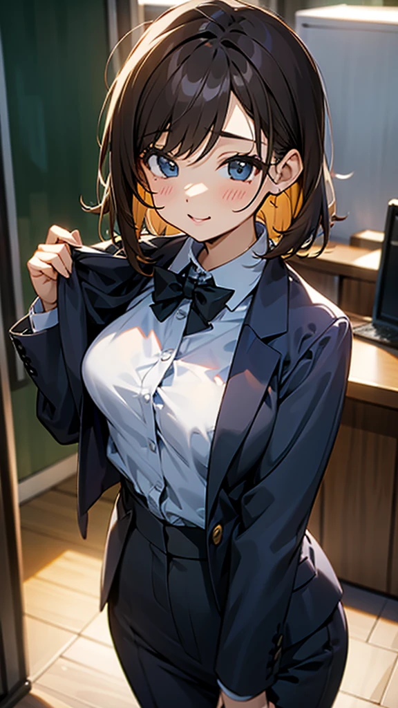 office、A cute office worker girl with small breasts wearing a suit