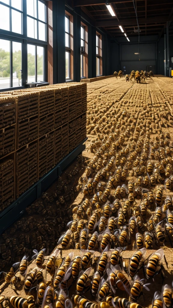 Worker bees in a hive