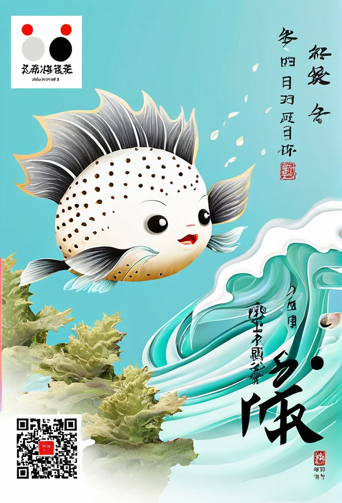 Stylish Japanese design in Ukiyo-e style. Logo for a Japanese high-end puffer fish restaurant. Illustration of puffer fish,The watercolor style is very cool, similar to calligraphy。
The logo of a high-end Japanese restaurant. The logo has a neat and stylish design with a white background.