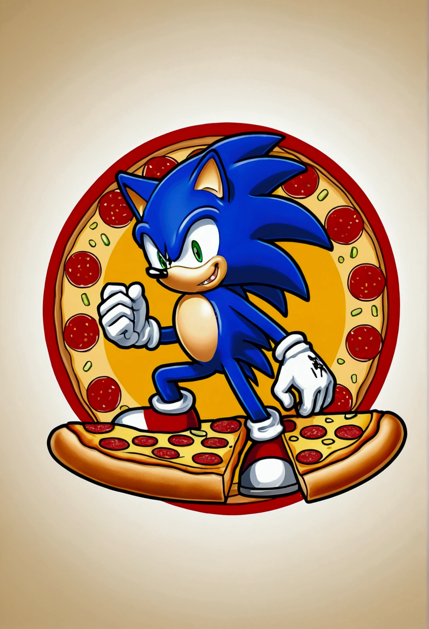 sonic logo eating pizza piseria