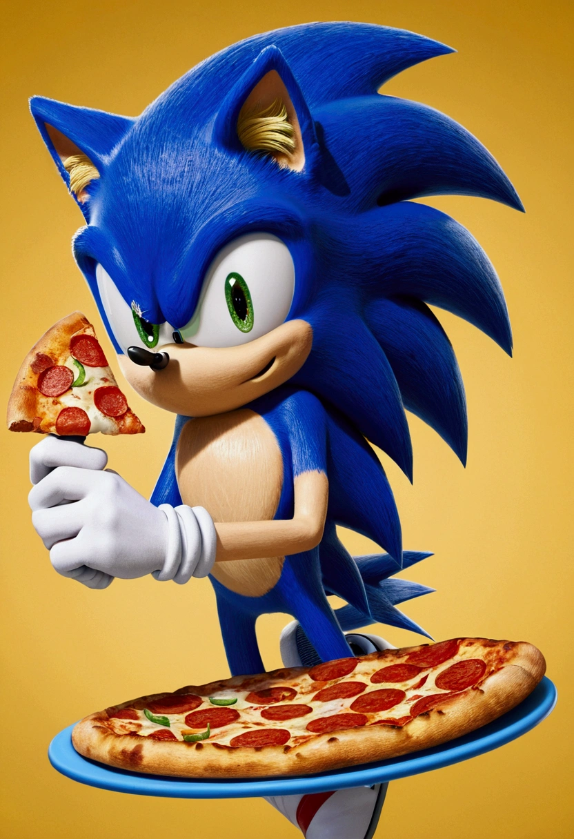 sonic logo eating pizza piseria