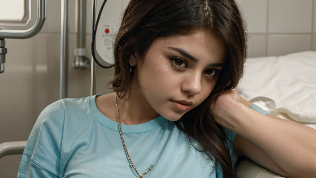 The famous actress Selena Gomez is in the hospital with tears coming from her eyes and suffering from her illness.