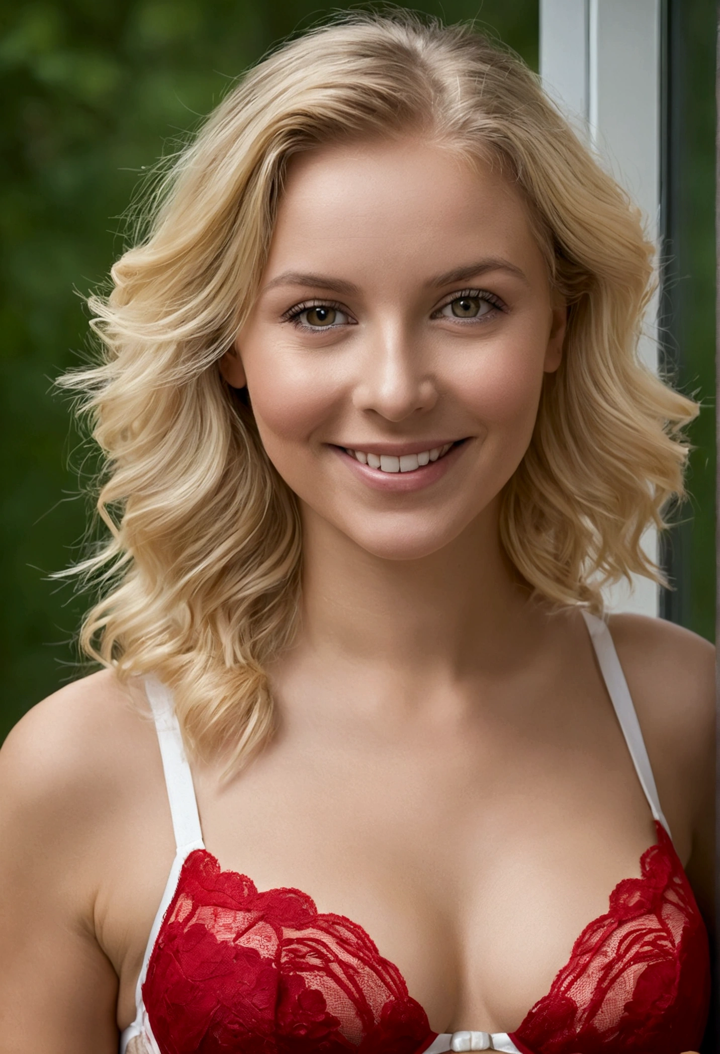 (représentant en détail debout dans un salon moderne avec les mur blanc bien éclairer la télévision éteinte dans une ambiance détendu ), (Réaliste and detailed photo of a beautiful Scandinavian blonde), (portant une belle et détaillée lingerie Forest Red), (Hanches larges), (cuisses épaisses), (plus de soutien-gorge), (souriant), (lèvres rouges), (cheveux blonds), (yeux pétillants), (joli visage, Visage lumineux, visage illuminé), (poitrine sous développer), (corps athlétique léger), Fujifilm XT3 netteté, Éclairage professionnel, Couleurs vives, détails complexes, grain de film, Fujifilm XT3 Réaliste painting art, f5.6, paysage, (Meilleure qualité,4k,8k,16k,Le plus élevé,chef-d&#39;œuvre:1.2),(Réaliste,photoRéaliste,photo-Réaliste:1.37), (unité CG extrêmement détaillée, fond d&#39;écran 16k), Utiliser des modèles d&#39;apprentissage profond de pointe et ajuster les paramètres en fonction de mesures de qualité telles que la similarité structurelle (OUI) et perte de perception pour créer une image impossible à distinguer d&#39;une image réelle, photographie de haute qualité, Assurez-vous que la scène a fière allure et que la jeune femme s&#39;intègre harmonieusement à l&#39;environnement, (réglage fin), (Sois créatif), (Ultra haute définition, hyper-Réaliste, très détaillé, image de haute qualité, netteté, Éclairage professionnel, Couleurs vives and détails complexes),