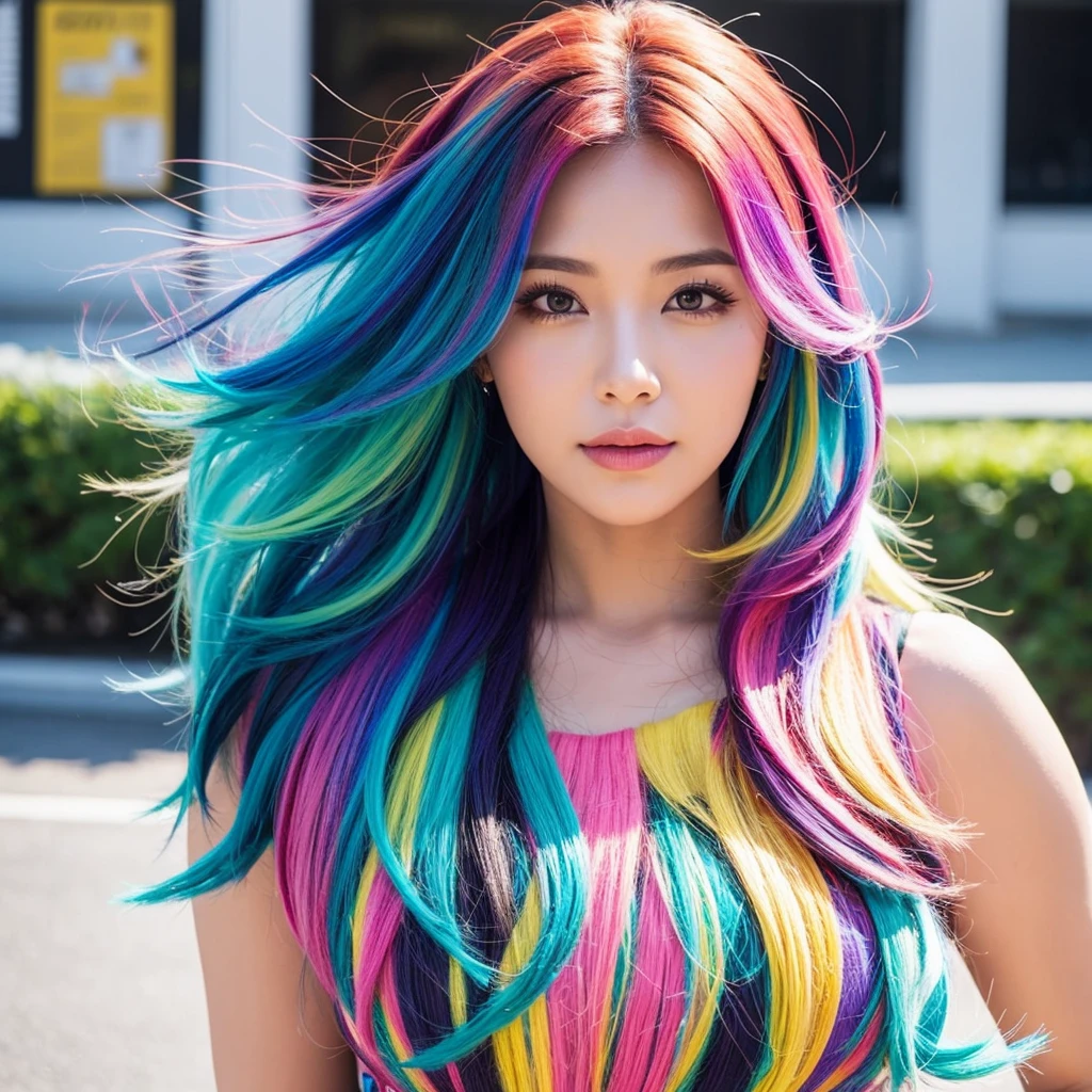 colorful hair woman