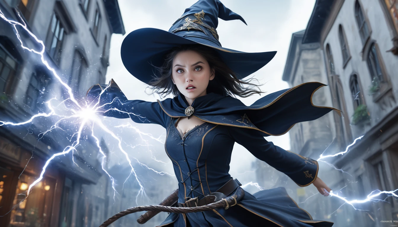 Realistic photos, RAW Photos, great witch, attacks viewer, Powerful movements, jump on prey, ((Dynamic jump)),
great witch approaching from above, sudden approach, Bad-tempered, dynamic Shot from grand, lightning magic,High resolution, masterpiece, Highest quality, Intricate details, Very detailed, Clear focus,texture, Delicate eyes, Professional, 4K,Shallow and deep, Kodak Vision Color, Exactly, Very detailed, photograph_\(Extremist\), photographpractical, practical, Post-processing, Maximum details, Roughness, Real Life, Extremist practical, Photorealism, photographgraphy, 8K Ultra HD, photographgraphy